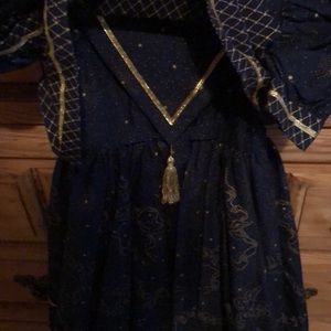 Size 8 little girls dress. navy blue angel print